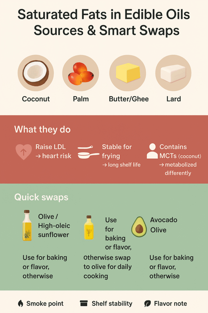 Saturated fats in edible oil