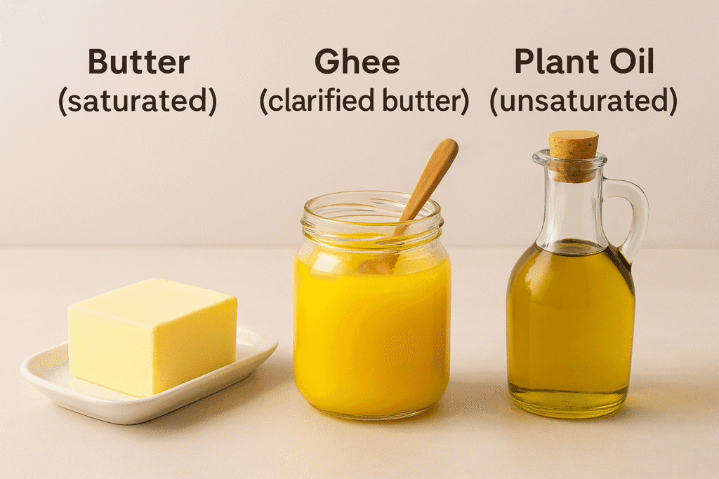 Butter vs Ghee vs Vegetable Oil