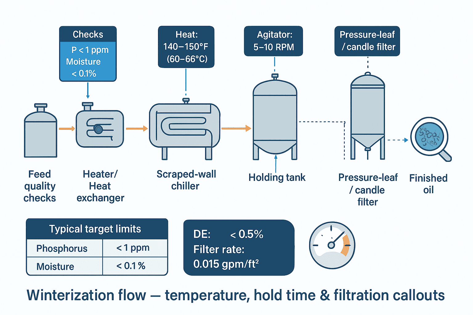 winterization of sunflower oil removes high-melting solids